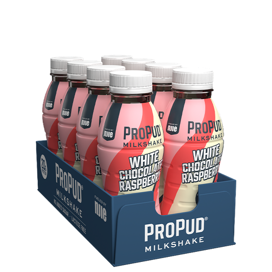 8 x ProPud Protein Milkshake, 330 ml, White Chocolate Raspberry
