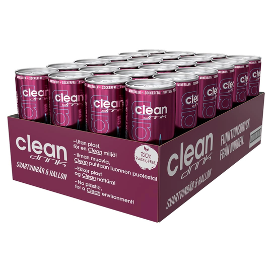 24 X Clean Drink 330 Ml Vadelma Mustaherukka