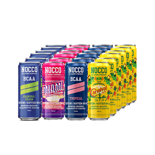24 x NOCCO BCAA, 330 ml, Eri makuja